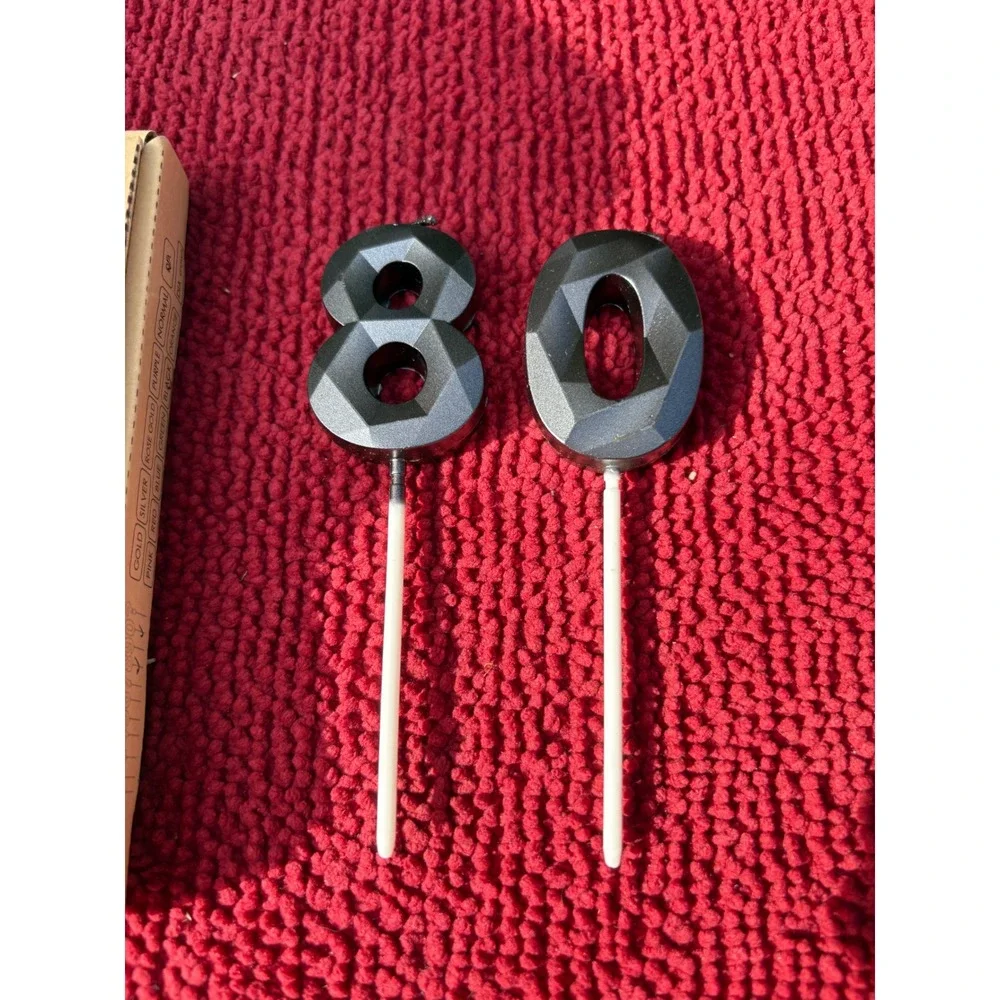 80 Birthday Candle Black Number Eighty Cake Topper Party Decoration Soy Wax